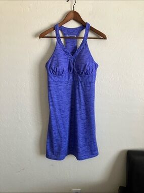 ZeroXposur Women’s L Purple Racerback Travel Dress Built‑In Bra Mini Stretch